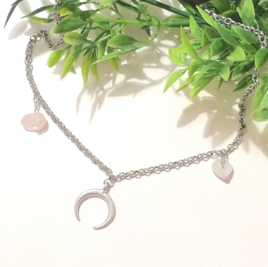 Crescent Moon and Crystal Necklace